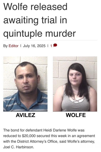 Wolfe released awaiting trail in quintuple murder | By Editor | July 16, 2025 | Avilez | Wolfe