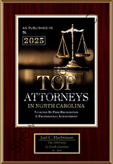 As Published In: SL 2025 | Top Attorneys In North Carolina Selected By Peer Recognition & Professional Achievement | Joel C. Harbinson | Top Attorneys In North Carolina SL - 2025